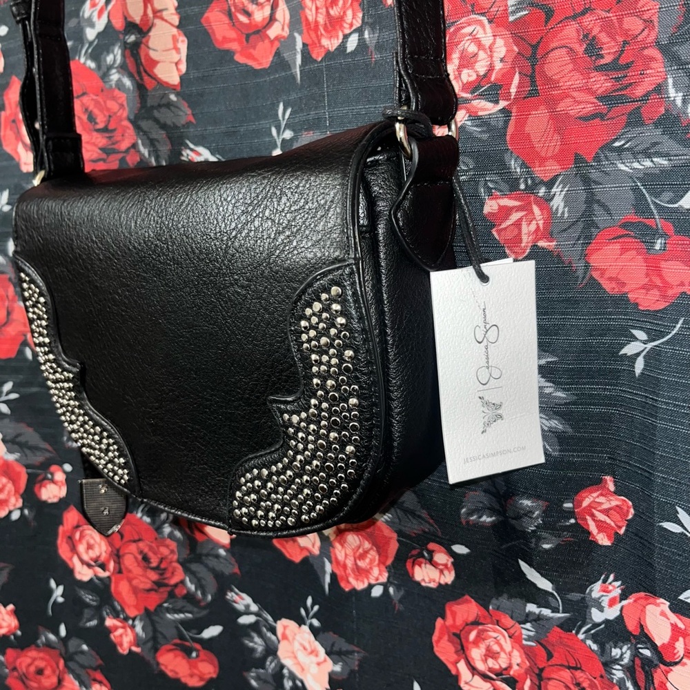 Jessica Simpson Black Studded Crossbody Bag